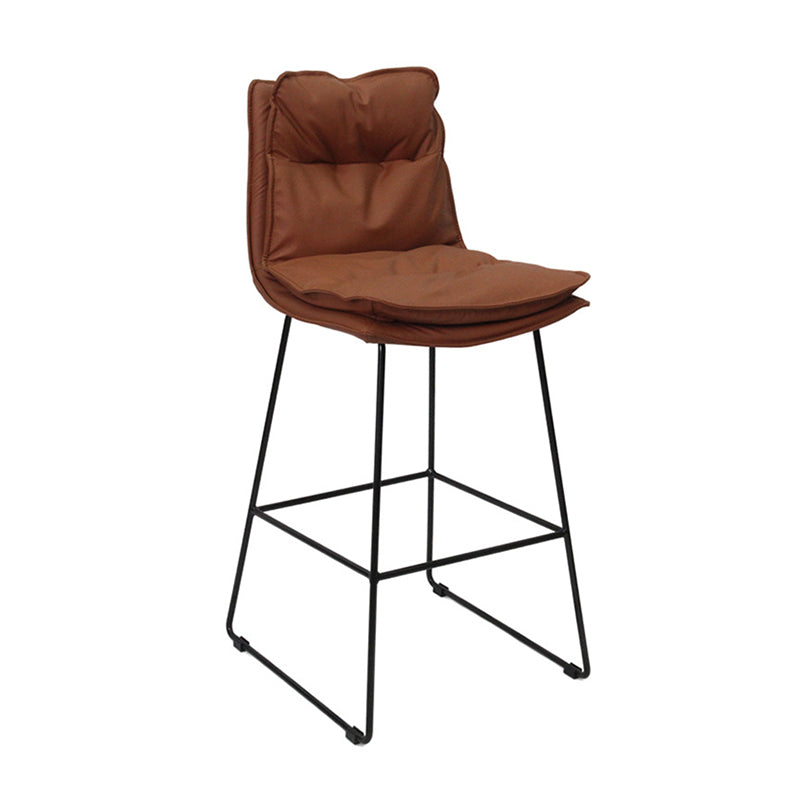 Scandinavian Metal Barstool Faux Leather Counter Stool With Iron Base