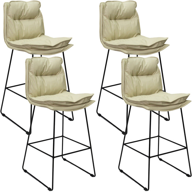 Scandinavian Metal Barstool Faux Leather Counter Stool With Iron Base