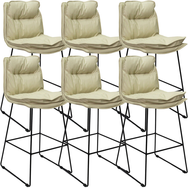 Scandinavian Metal Barstool Faux Leather Counter Stool With Iron Base