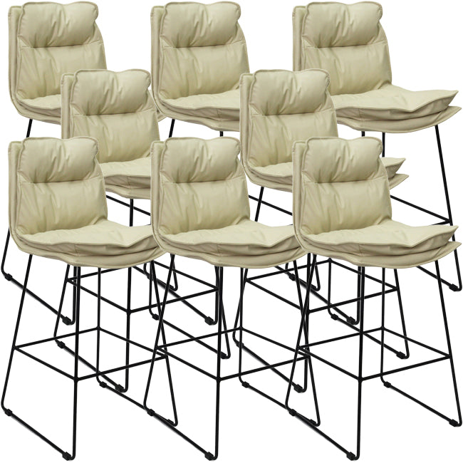 Scandinavian Metal Barstool Faux Leather Counter Stool With Iron Base