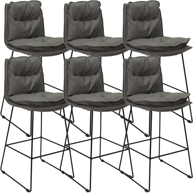 Scandinavian Metal Barstool Faux Leather Counter Stool With Iron Base