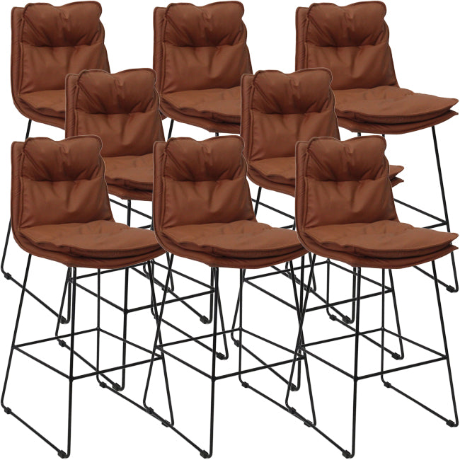 Scandinavian Metal Barstool Faux Leather Counter Stool With Iron Base