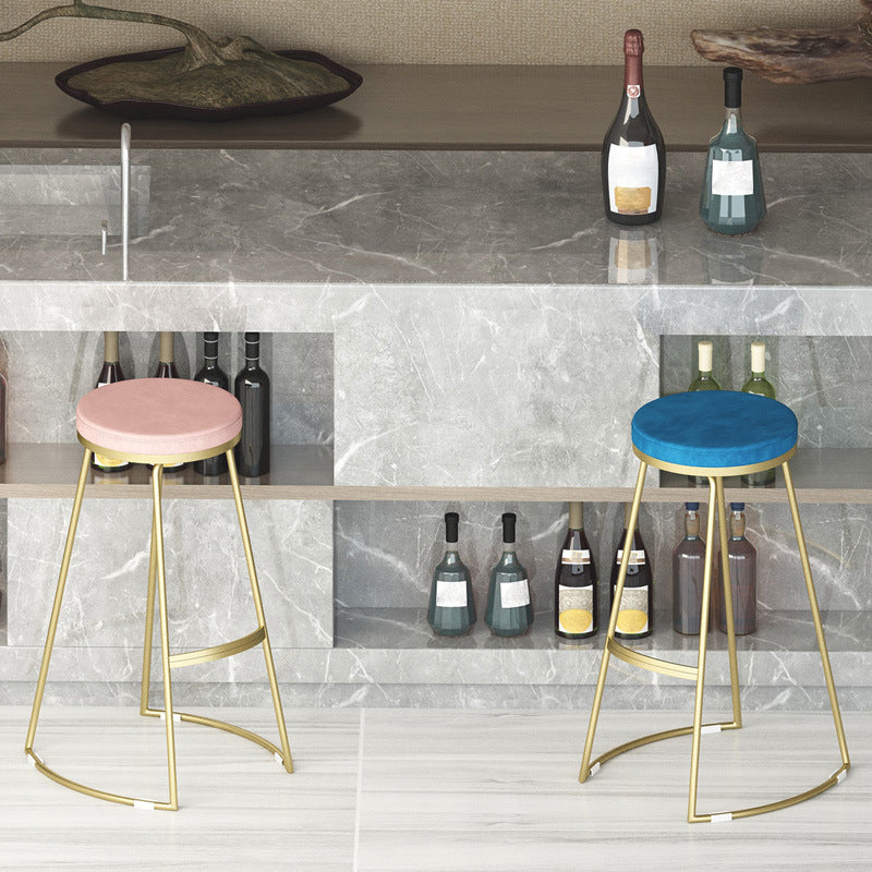 Glam Metal Barstool Fabric Counter Stool with Gold Base in Matte Finish