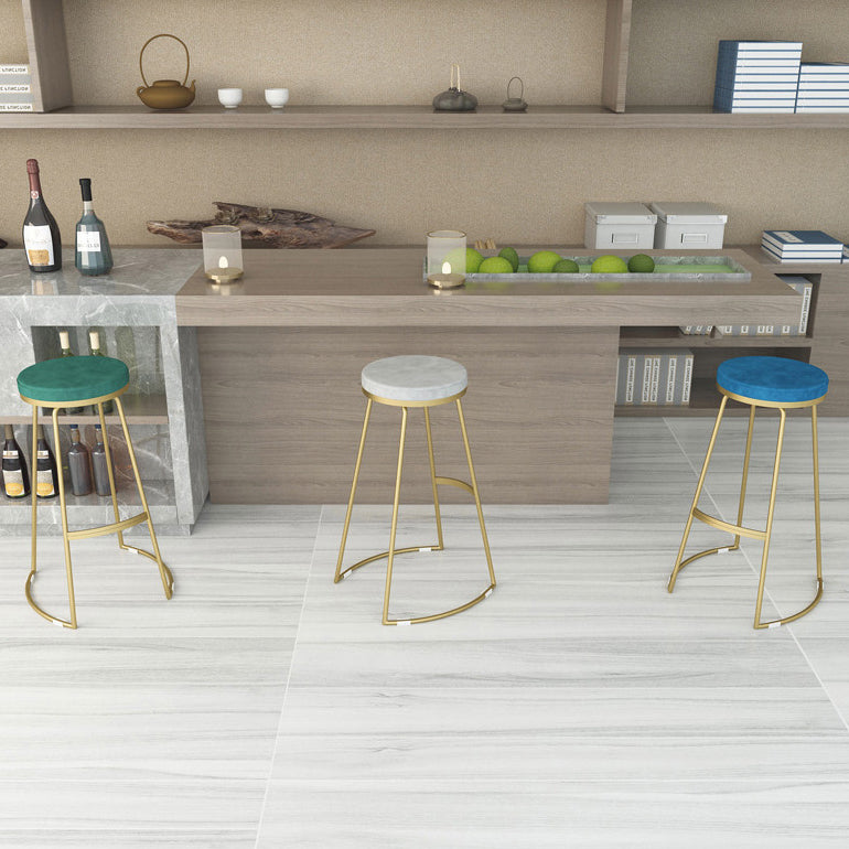 Glam Metal Barstool Fabric Counter Stool with Gold Base in Matte Finish