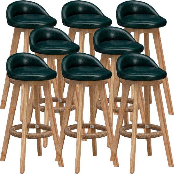 Scandinavian Wood Barstool Low Back Fabric Upholstered Counter Stool in Matte Finish