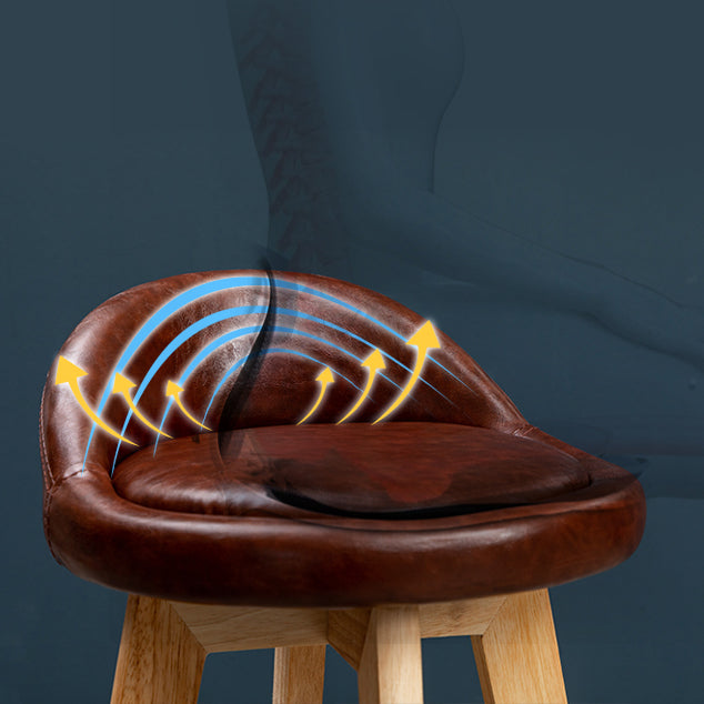 Scandinavian Wood Barstool Low Back Fabric Upholstered Counter Stool in Matte Finish