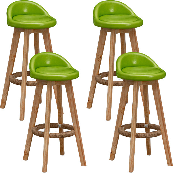 Scandinavian Wood Barstool Low Back Fabric Upholstered Counter Stool in Matte Finish