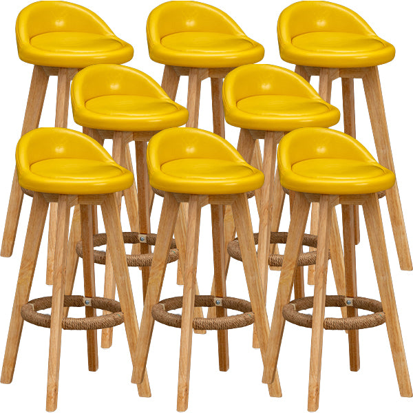 Scandinavian Wood Barstool Low Back Fabric Upholstered Counter Stool in Matte Finish