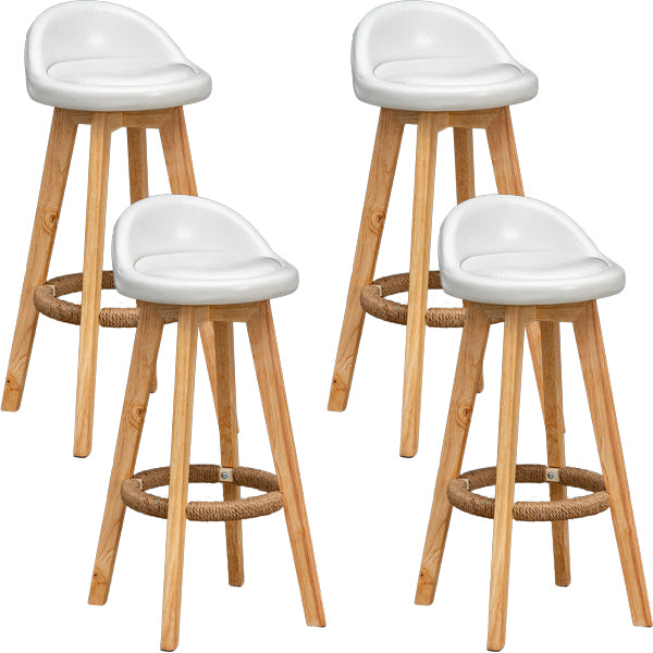 Scandinavian Wood Barstool Low Back Fabric Upholstered Counter Stool in Matte Finish