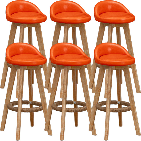 Scandinavian Wood Barstool Low Back Fabric Upholstered Counter Stool in Matte Finish