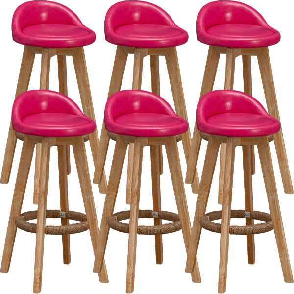 Scandinavian Wood Barstool Low Back Fabric Upholstered Counter Stool in Matte Finish