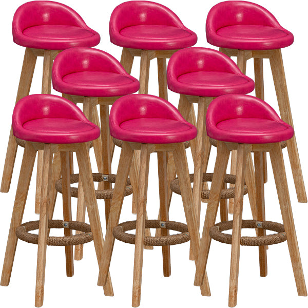 Scandinavian Wood Barstool Low Back Fabric Upholstered Counter Stool in Matte Finish