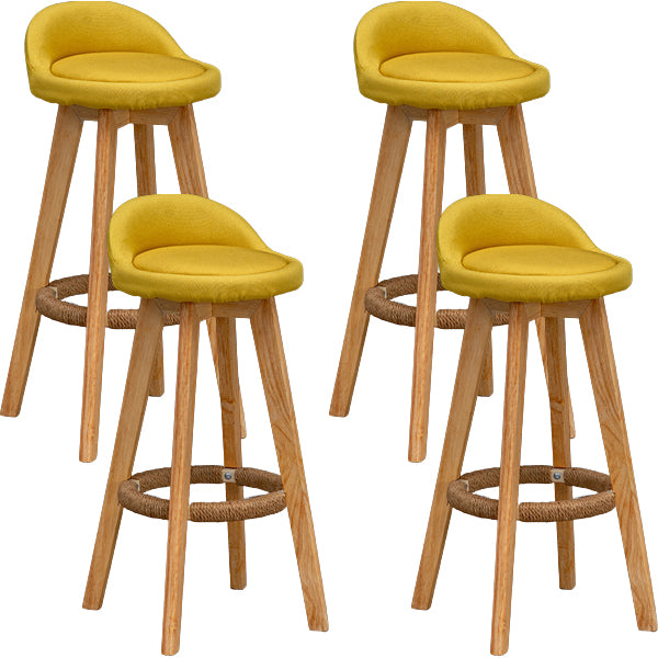 Scandinavian Wood Barstool Low Back Fabric Upholstered Counter Stool in Matte Finish