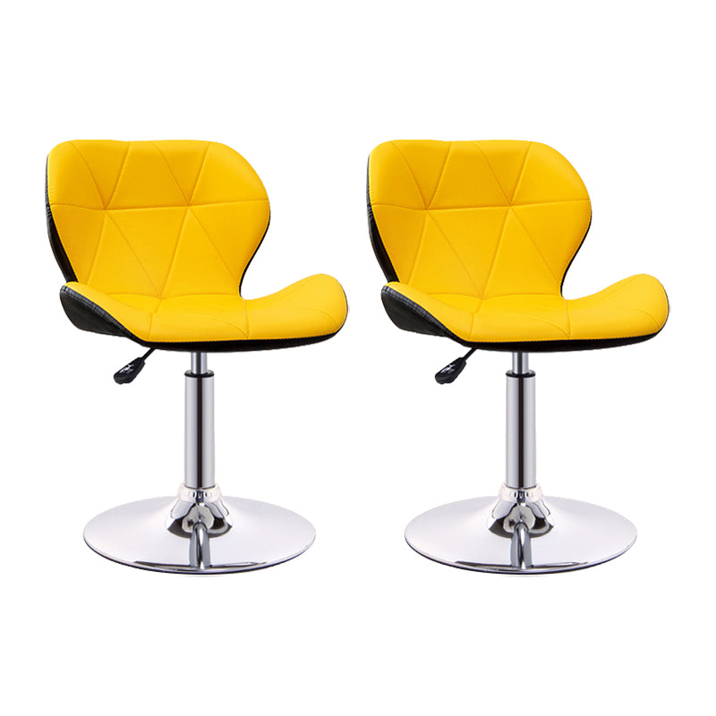 Scandinavian Metal Barstool Low Back PU Leather Furniture in Matte Finish for Indoor