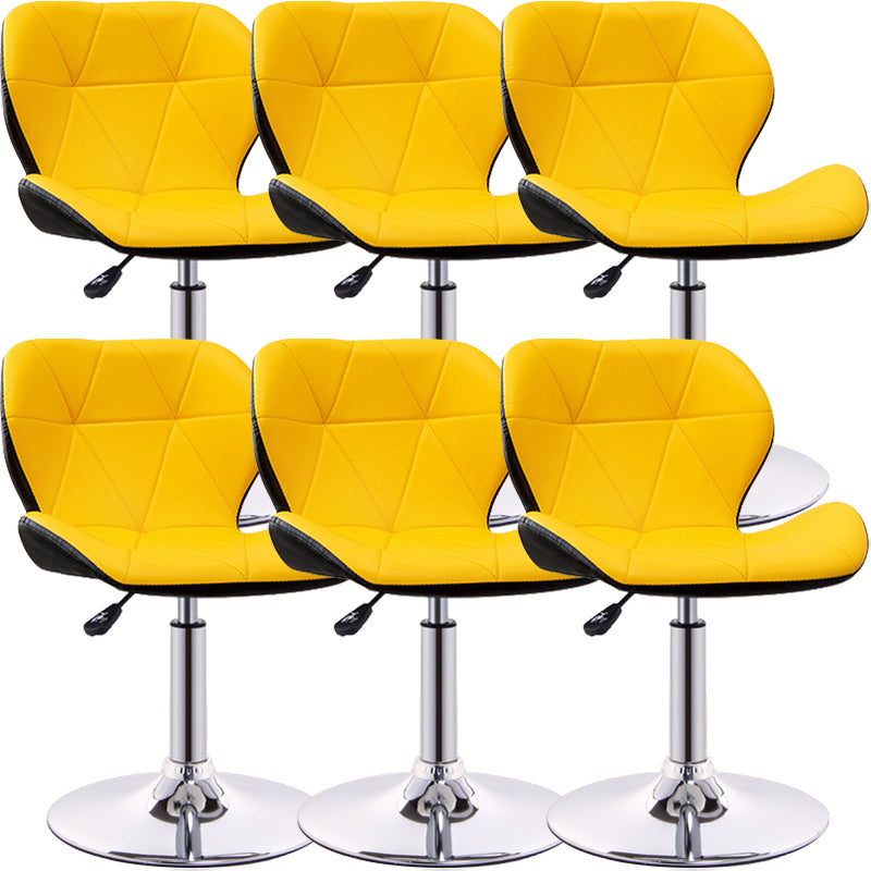 Scandinavian Metal Barstool Low Back PU Leather Furniture in Matte Finish for Indoor