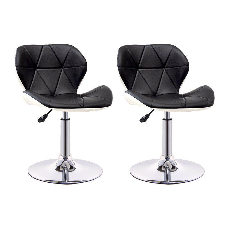 Scandinavian Metal Barstool Low Back PU Leather Furniture in Matte Finish for Indoor