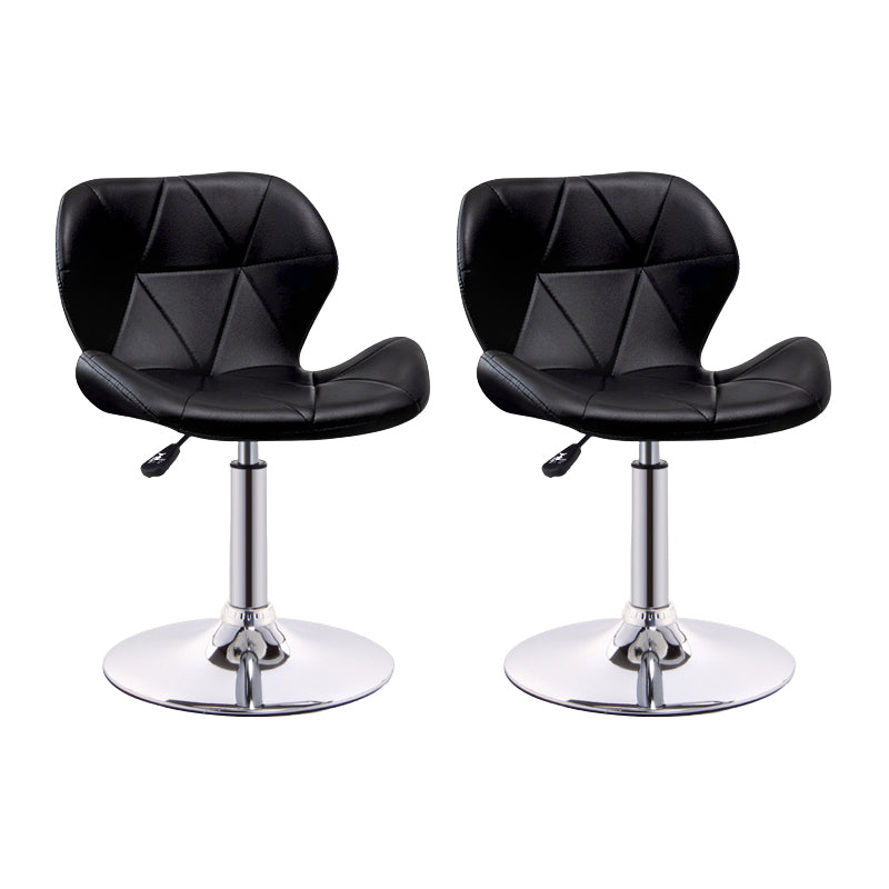 Scandinavian Metal Barstool Low Back PU Leather Furniture in Matte Finish for Indoor