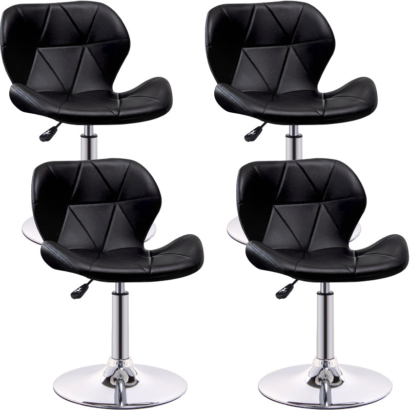 Scandinavian Metal Barstool Low Back PU Leather Furniture in Matte Finish for Indoor