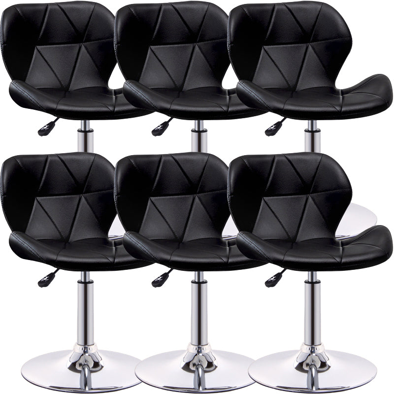 Scandinavian Metal Barstool Low Back PU Leather Furniture in Matte Finish for Indoor