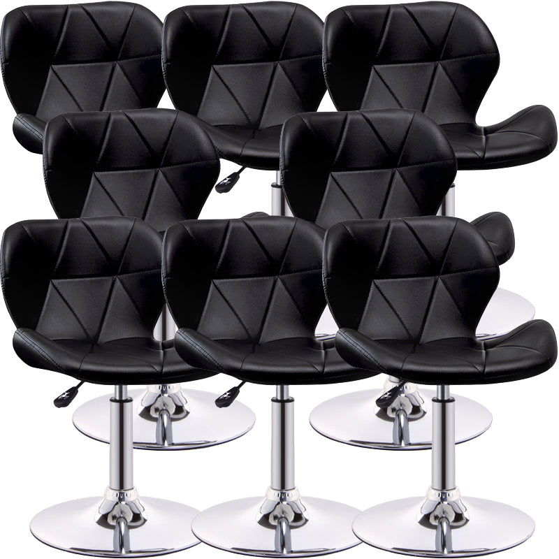 Scandinavian Metal Barstool Low Back PU Leather Furniture in Matte Finish for Indoor