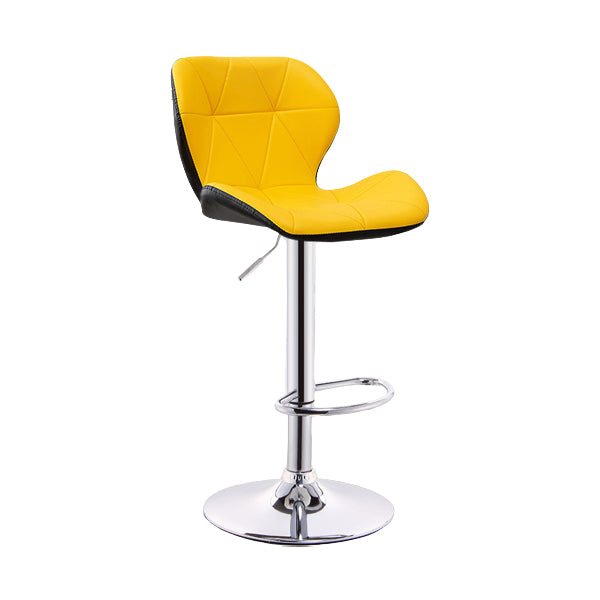 Scandinavian Metal Barstool Low Back PU Leather Furniture in Matte Finish for Indoor