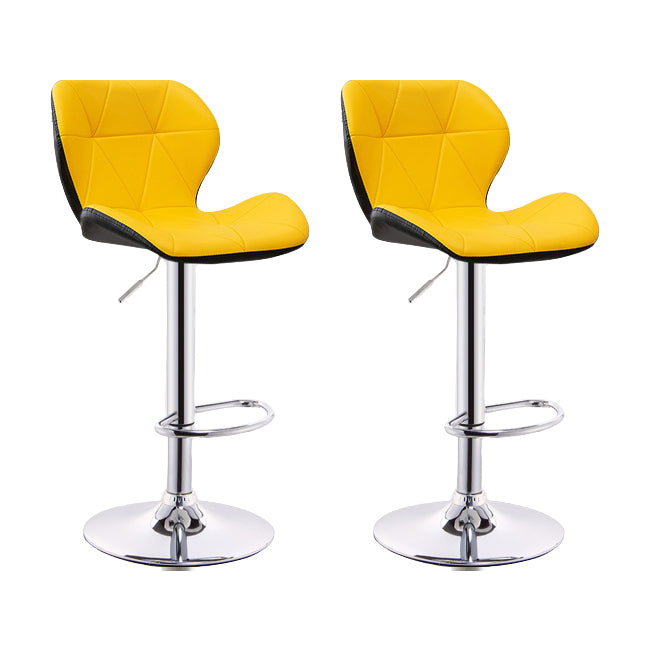 Scandinavian Metal Barstool Low Back PU Leather Furniture in Matte Finish for Indoor