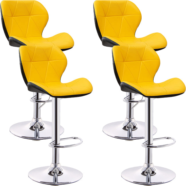 Scandinavian Metal Barstool Low Back PU Leather Furniture in Matte Finish for Indoor