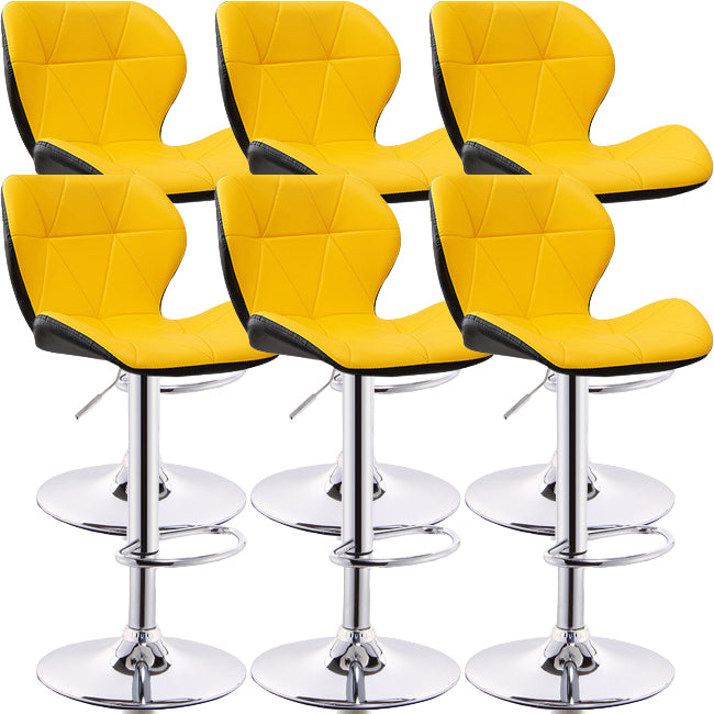 Scandinavian Metal Barstool Low Back PU Leather Furniture in Matte Finish for Indoor