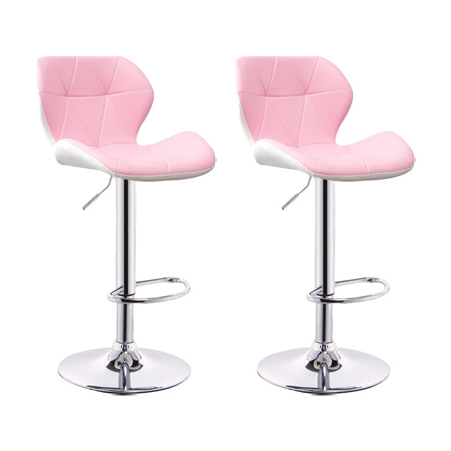 Scandinavian Metal Barstool Low Back PU Leather Furniture in Matte Finish for Indoor