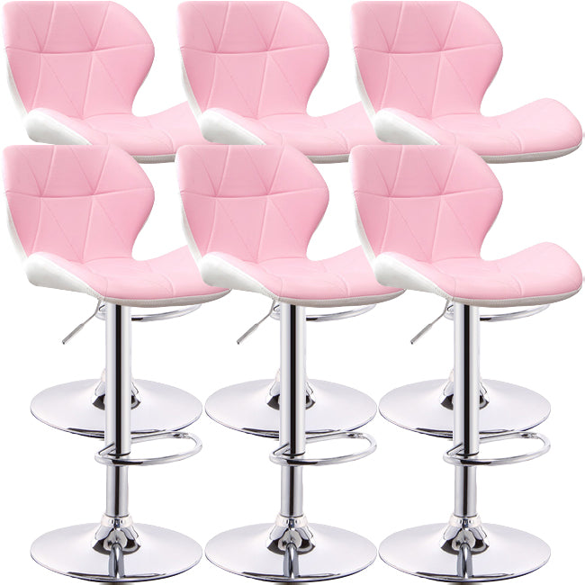 Scandinavian Metal Barstool Low Back PU Leather Furniture in Matte Finish for Indoor