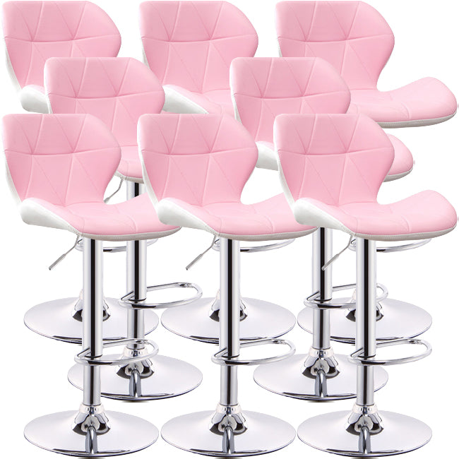 Scandinavian Metal Barstool Low Back PU Leather Furniture in Matte Finish for Indoor