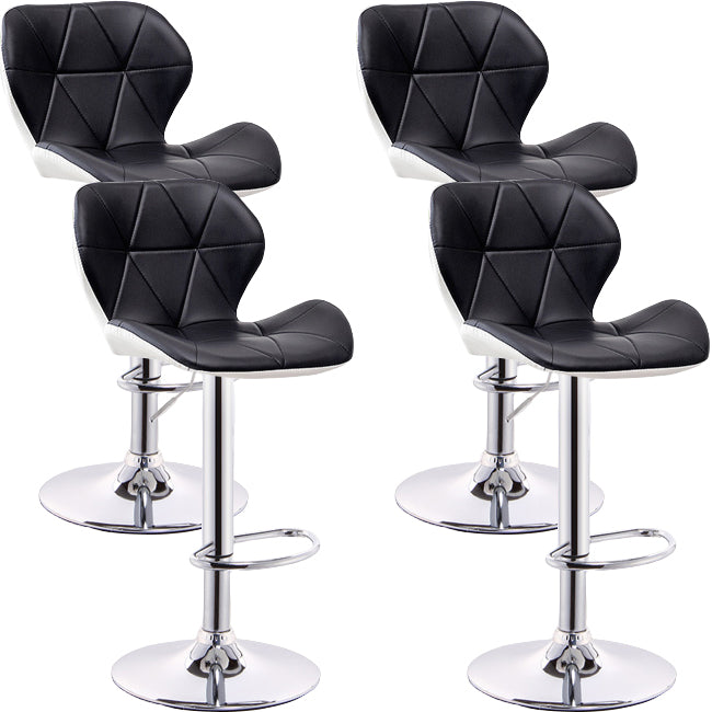 Scandinavian Metal Barstool Low Back PU Leather Furniture in Matte Finish for Indoor