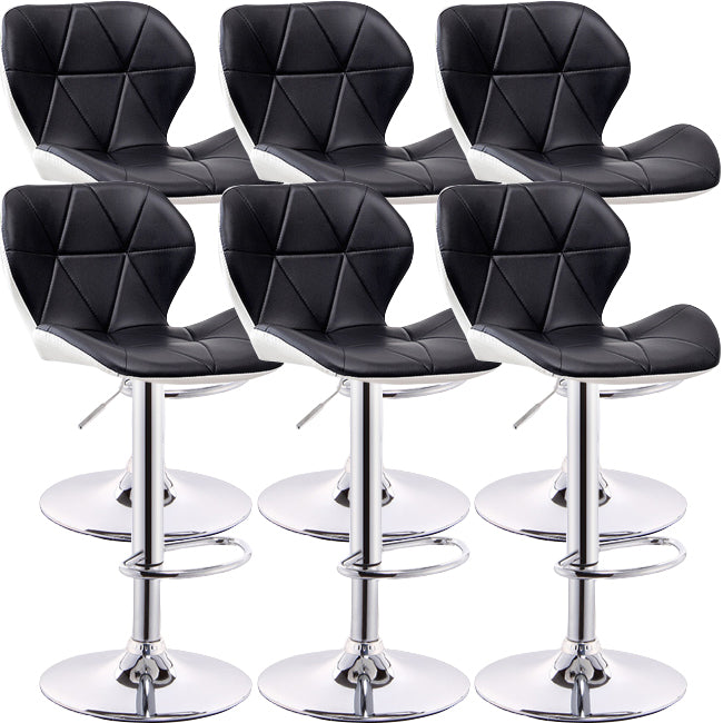 Scandinavian Metal Barstool Low Back PU Leather Furniture in Matte Finish for Indoor