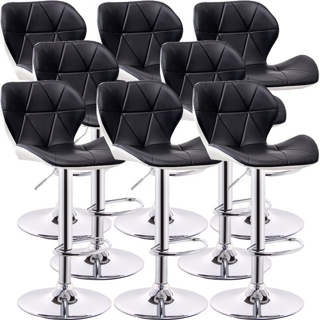 Scandinavian Metal Barstool Low Back PU Leather Furniture in Matte Finish for Indoor