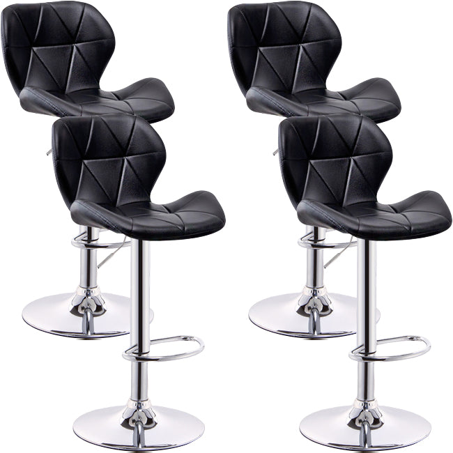 Scandinavian Metal Barstool Low Back PU Leather Furniture in Matte Finish for Indoor