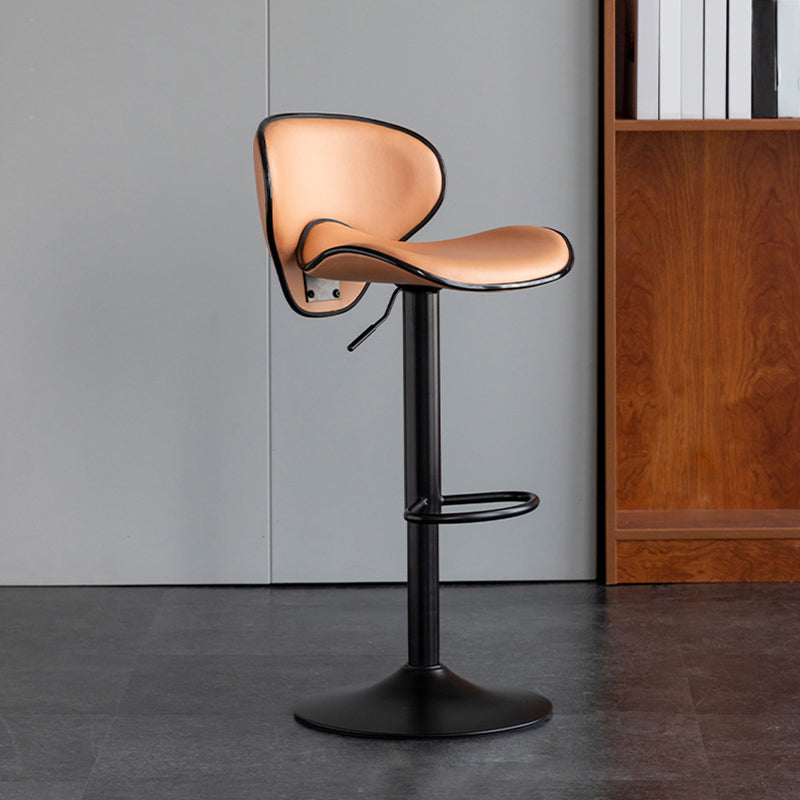 Scandinavian Metal Stool Fabric Upholstered Round Seat Counter Stool in Matte Finish