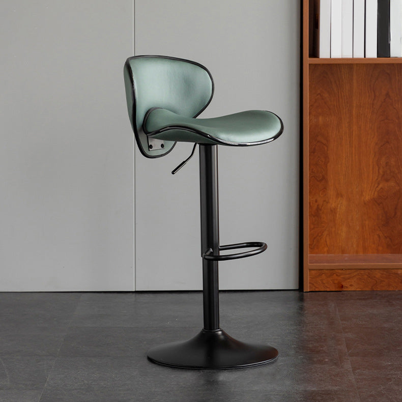 Scandinavian Metal Stool Fabric Upholstered Round Seat Counter Stool in Matte Finish