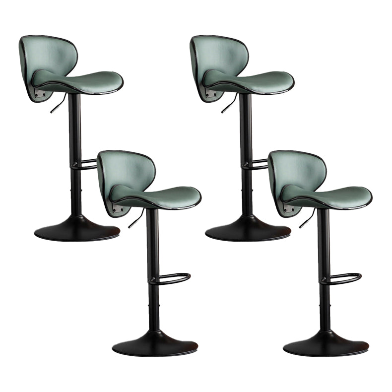 Scandinavian Metal Stool Fabric Upholstered Round Seat Counter Stool in Matte Finish