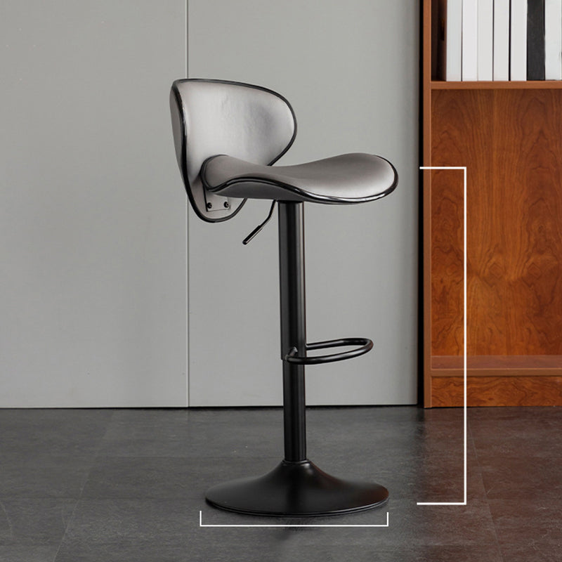 Scandinavian Metal Stool Fabric Upholstered Round Seat Counter Stool in Matte Finish