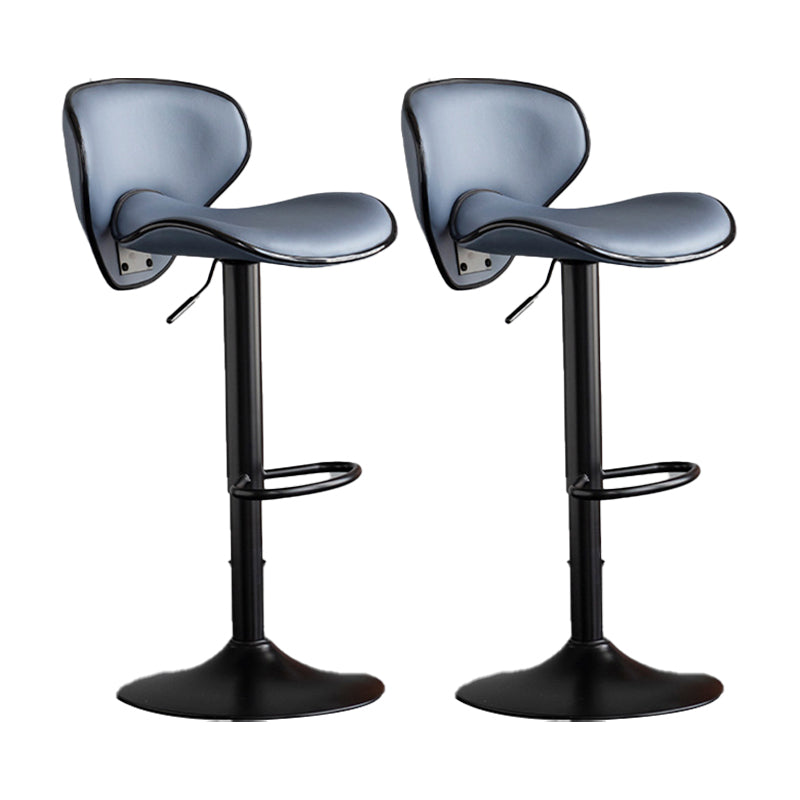 Scandinavian Metal Stool Fabric Upholstered Round Seat Counter Stool in Matte Finish