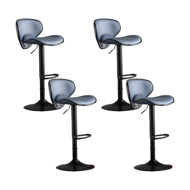 Scandinavian Metal Stool Fabric Upholstered Round Seat Counter Stool in Matte Finish