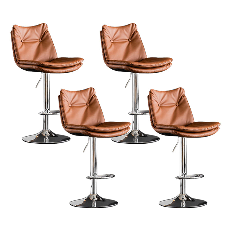 Scandinavian Metal Stool Faux Leather Upholstered Counter Stool in Matte Finish