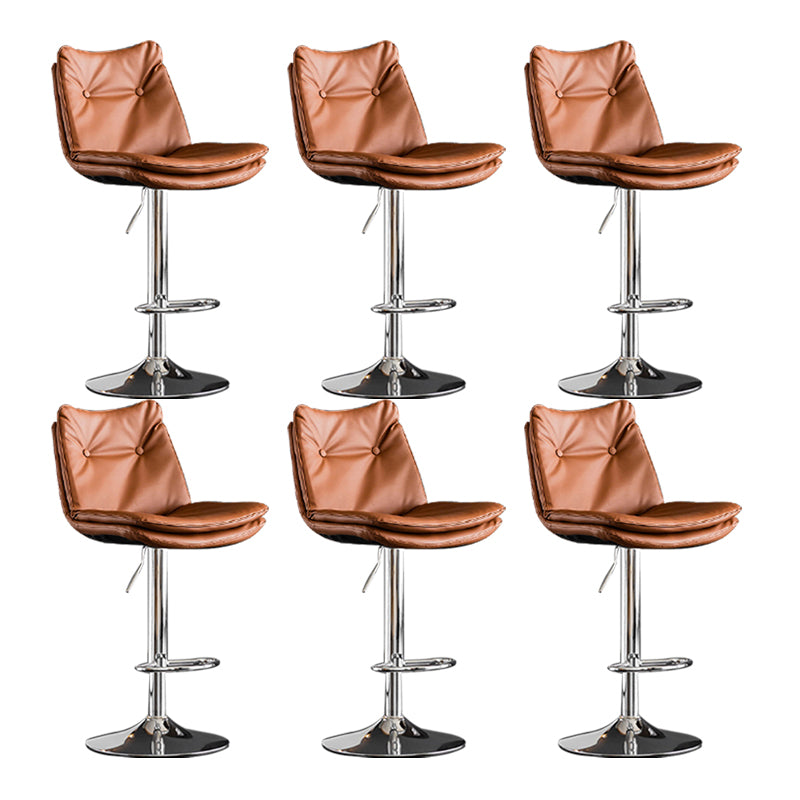 Scandinavian Metal Stool Faux Leather Upholstered Counter Stool in Matte Finish