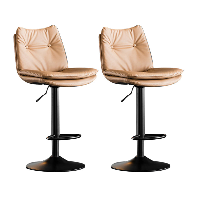 Scandinavian Metal Stool Faux Leather Upholstered Counter Stool in Matte Finish