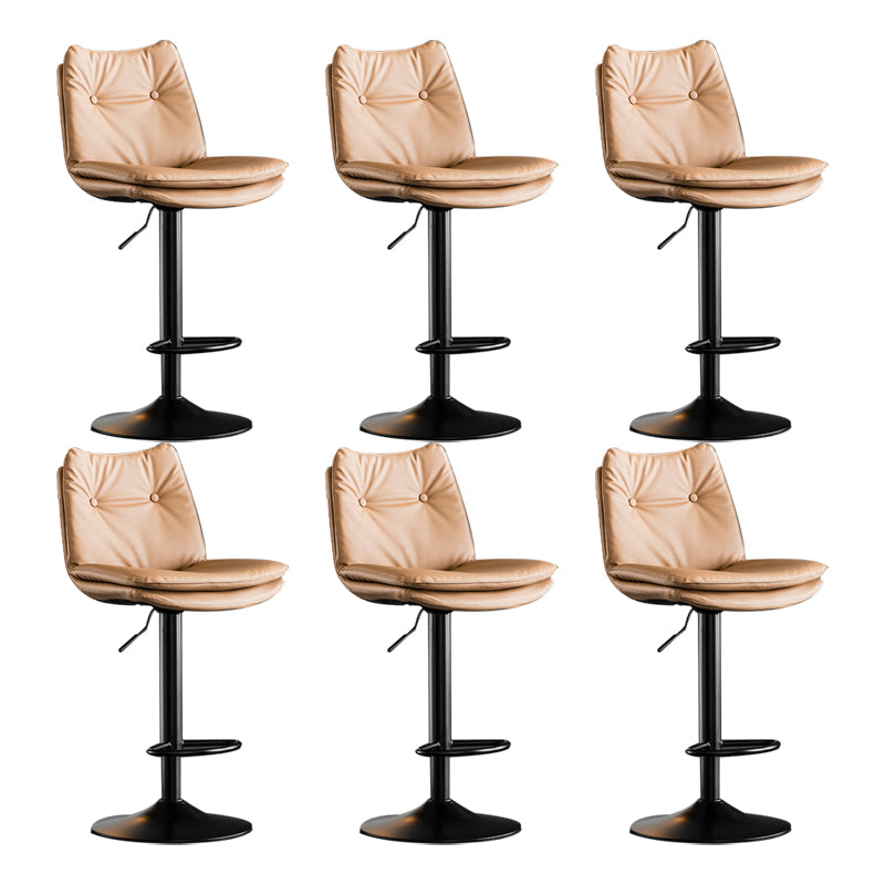 Scandinavian Metal Stool Faux Leather Upholstered Counter Stool in Matte Finish