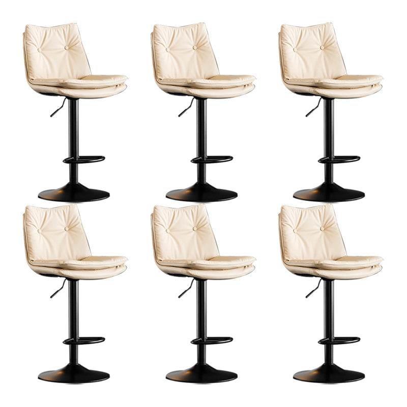 Scandinavian Metal Stool Faux Leather Upholstered Counter Stool in Matte Finish