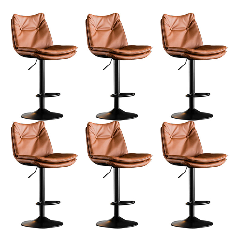 Scandinavian Metal Stool Faux Leather Upholstered Counter Stool in Matte Finish