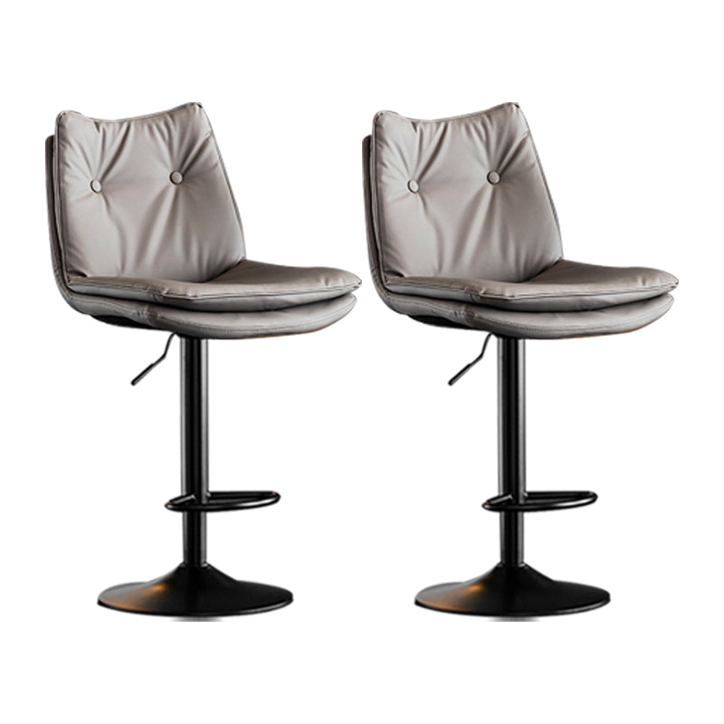 Scandinavian Metal Stool Faux Leather Upholstered Counter Stool in Matte Finish