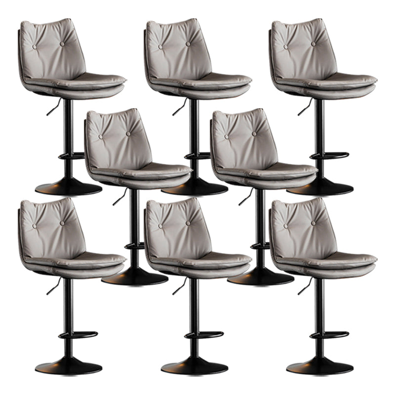 Scandinavian Metal Stool Faux Leather Upholstered Counter Stool in Matte Finish