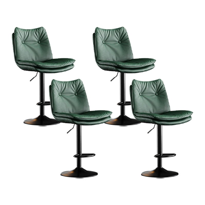 Scandinavian Metal Stool Faux Leather Upholstered Counter Stool in Matte Finish